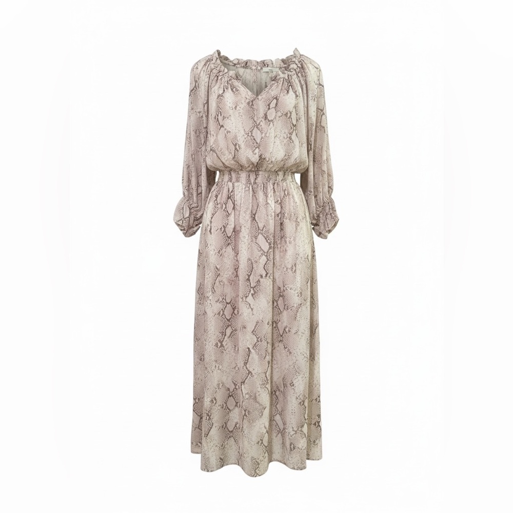 Elie Tahari Maxi Dress Snake Print Resort Long Sleeve Size 2